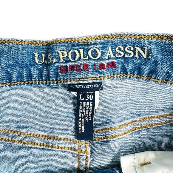 U.S. Polo Assn. Mens Light Wash Stretch Denim Jeans W33 L30 - Picture 4 of 11